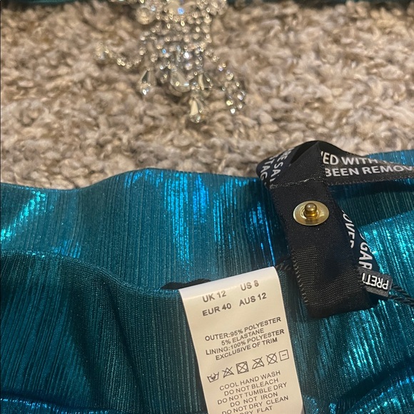 Teal Metallic Jewelled Bow Bikini Top and ruched bottom pretty little thing PLT - Picture 4 of 7